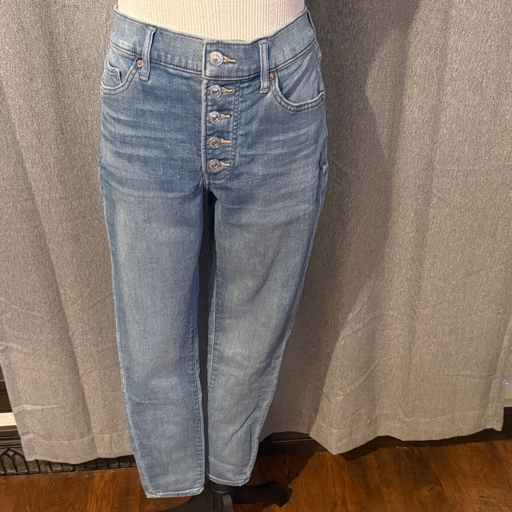 Express Light Blue mid Rise Button-Fly Jeans